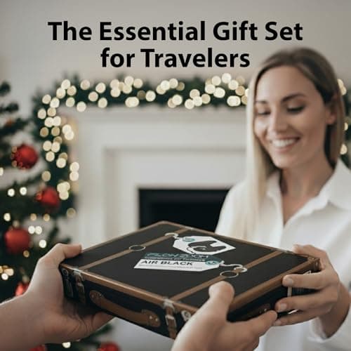 FLOWZOOM Air Inflatable Neck Pillow for Traveling on Plane - H-Shape Hooded Airplane Pillow with 5 Snooze Modes, Fast Inflation, Pressure Control, Cozy Clip-On Hood & Plushy Cover - Size L, Jet Black 10