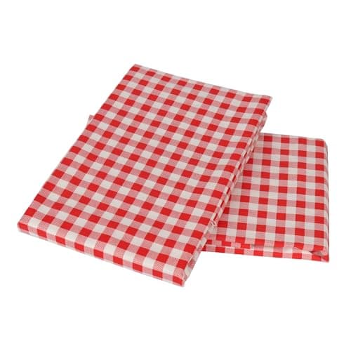 Red Checked Queen Pillow Cases 2 Pack Envelope Closure Soft Cotton Fabric Pillow Covers Queen Size 30" L x 20" W 5