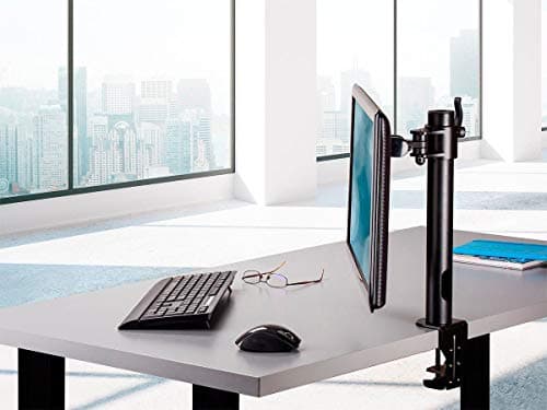 Monoprice Essential Single Monitor Desk Mount - VESA 100x100, Up to 22lbs, 180 Swivel, Tilt +/- 90, 360 Rotation, Black 6
