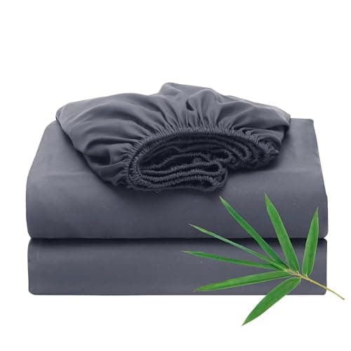 2 Pack Bamboo Viscose Cooling Fitted Sheet Twin XL Size Only, 400 Thread Count, 16" Deep Pocket Cooling Bottom Sheets for Hot Sleeper, Silky Soft Breathable (Twin XL, Dark Grey