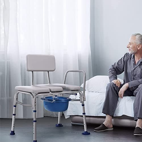 GreenChief Bedside Commode Chair 500 LBS, Padded Transfer Bench for Bathtub with Arms and Backrest, Heavy Duty Tub Shower Chair Adjustable Bath Seat for Inside Shower for Elderly Disabled 8