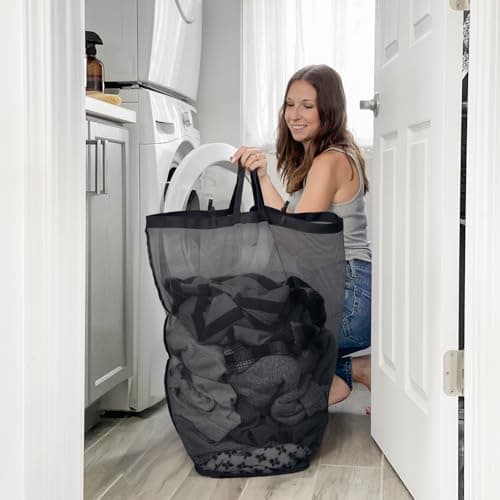 Goodpick Laundry Basket with Wheels, 100L Rolling Laundry Hamper with Lid Clothes Hampers with Removable Wash Bag Large Clothes Basket for Bedroom, Bathroom, Black 2
