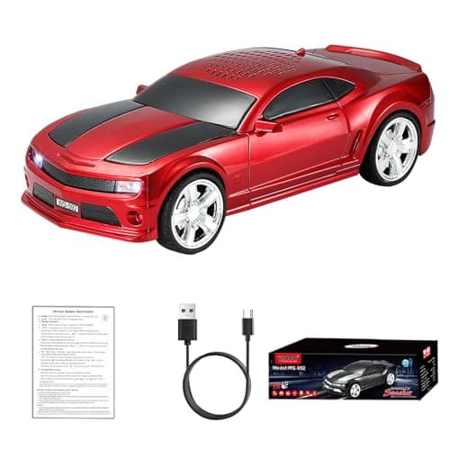 WSTER Car Model Bluetooth Replica Speakers Collection – Portable Wireless Speakers with HD Sound, LED Party Lights, FM Radio, TWS Stereo, Built-in Mic, Awesome Gifts for Friends (WS-592)