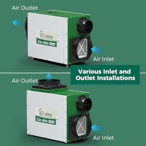 COAIRO Whole House Dehumidifier 90 Pint with Fresh Air Function, Crawl Space Dehumidifier with Drain Hose Up to 2300 sq. ft. for Grow Tent, Whole House, Commercial, Basement, Water Damage 5