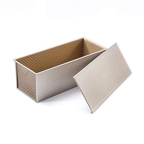 Monfish Large Loaf Pan w Lid Pullman Bread Pan 2.2lb dough Aluminized Steel Commercial Grade Non Stick Loaf Baking Pan 5