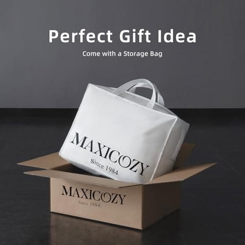 MAXICOZY Down Fiber Comforter Oversized King Size, Grey Down Fiber Comforter Fluffy Duvet Insert Oversized King Size, Ultra-Soft, Grey, Oversized King 120”X 98” 9