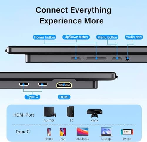 2K 180Hz Portable Gaming Monitor, 23.8" 2560x1440 QHD Fast IPS ∆E<2 100% sRGB Portable Monitor w/180° Adjustable Stand Type-C HDMI Eye Care External Second Screen for Laptop Phone PS4 PS5 Switch Xbox 8
