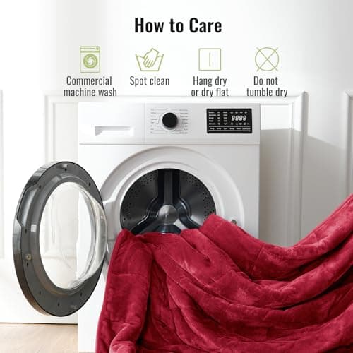 Uttermara Weighted Blankets for Adults Full Size, 15lbs 48x72 inches Blanket with Soft Warm Plush Sherpa Fleece, Washable Thick Heavy Throw for Sleep, Anxiety and Calming, Red 6