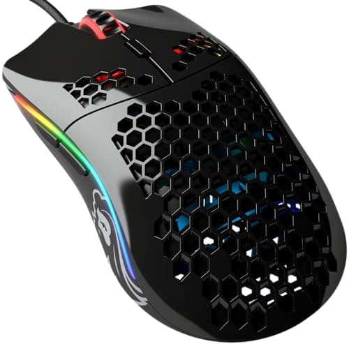 GLORIOUS Model O- (Minus) Compact Wired Gaming Mouse - 58g Superlight Honeycomb Design, RGB, Pixart 3360 Sensor, Ambidextrous, Omron Switches - Glossy Black