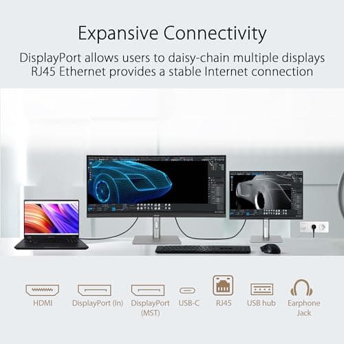 ASUS ProArt Display 34” Ultrawide Curved Professional HDR Monitor (PA34VCNV) - IPS, 21:9 3440 x 1440, 3800R Curve, 100% sRGB/Rec709, ΔE<2, Calman Verified, USB-C Docking PD 96W, RJ45, 3 Year Warranty 8