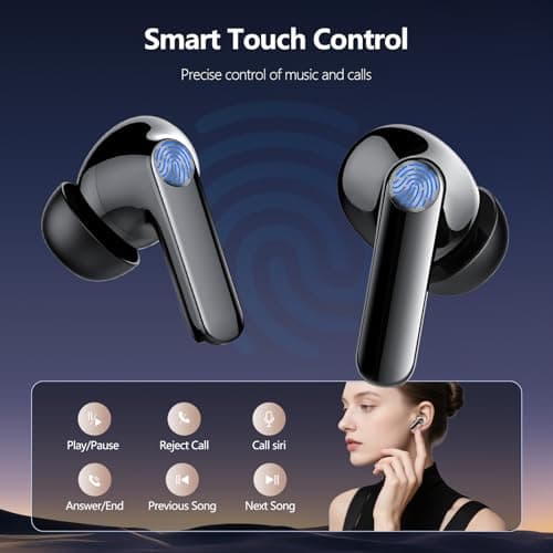 Earbuds Wireless Bluetooth, Earbuds with Bass Stereo Sound, Bluetooth 5.3 Headphones with LED Power Display 48Hours Playtime ENC Noise Cancelling Mic, in Ear Ear buds IP7 Waterproof for Android iOS 8