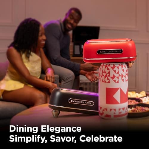 Kitchen Mama Orbit One Rechargeable Electric Can Opener: Hands-free, USB-C Charging, Automatic Stop, Smooth Edge, Safety, Blade for Large Cans, Heavy Duty, Soda Can and Pop Can, with Storage Box (Red) 6