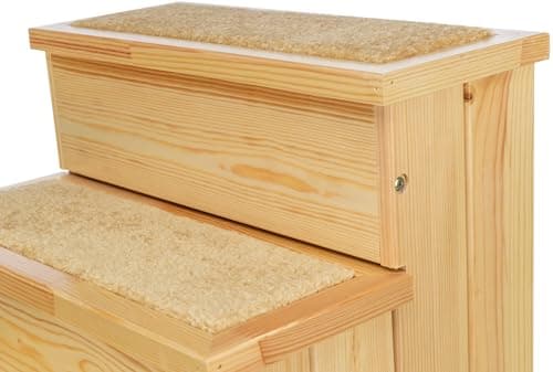 Trixie Wooden Dog Stairs with Nonslip Carpet - 3 Step Pet Stairs for Beds and Couches - with Additional Storage Space - in Natural 8