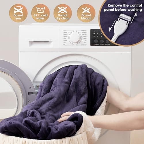 EHEYCIGA Heated Blanket Electric Blanket Throw - Heating Blanket with 9 Heating Levels & 10 Hours Auto Off, Soft Cozy Sherpa Washable Blanket with Fast Heating, 50 x 60 Inches 6