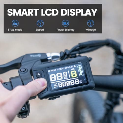 5TH WHEEL Mate Electric Bike for Adults - 1000W Peak Motor, 23MPH Top Speed, 468WH Removable Battery, 7-Speed & Adjustable Stem - Commuting & Mountain E-Bike with Color LCD Display 8