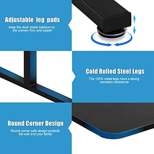 PayLessHere 48 Inch Standing Desk Computer Desk Home Office Desk with Large Space Adjustable Height Round Corner Design for Home Office Gaming Desk Computer Table Gaming Table (Black) 6