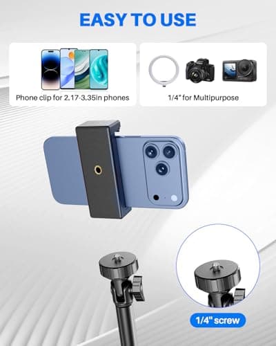 67" Phone Tripod, MIIASI Extendable Tripod for iPhone, Selfie Stick with Remote and Phone Holder, Compatible with iPhone/Android/Camera, Light Stand (Black) 5