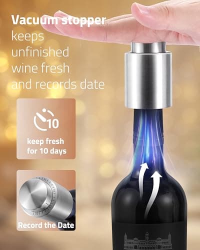 Electric Wine Opener Set - Premium Wine Gifts with Wine Opener, Foil Cutter, Wine Aerator, Vacuum Stopper, and Elegant Gift Box - Ideal Christmas Gift for Unforgettable Moments 7