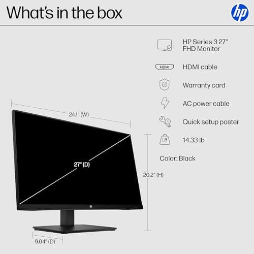 HP Series 3 27 inch FHD Monitor, Full HD Display (1920 x 1080), IPS Panel, 1300:1 Contrast Ratio, 250 Nits, Eye Ease with Eyesafe Certification, Black, 327se (2025) 8