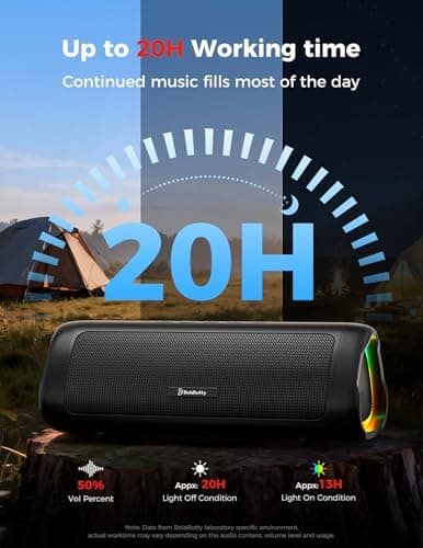 BolaButty Bluetooth Speaker with HD Sound, Portable Wireless, IPX5 Waterproof, Up to 20H Playtime, TWS Pairing, BT5.3, for Home/Party/Outdoor/Beach, Electronic Gadgets, Birthday Gift (Black) 5