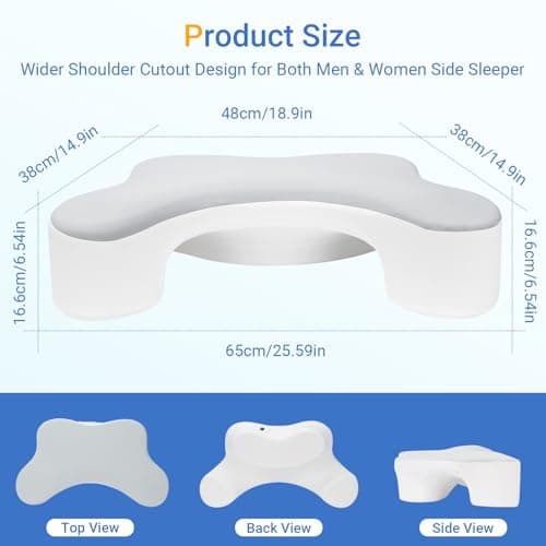 Wattne Side Sleeper Pillows with Arm Holes- Memory Foam Shoulder Pillow for Side Sleepers Neck Support & Rotator Cuff Pain Relief, 2PCS Pillowcase, Ergonomic Knee, Leg, Arm Pillow for Adults (Grey) 9