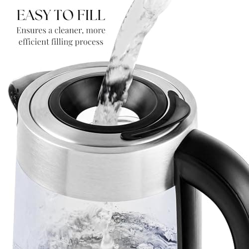 OVENTE Electric Kettle Replacement Lid for KG733 Model, Easy to Fill Stainless Steel Tea Kettle Cover, Removable Accessory Part for Heating and Boiling Water, Black ACPKG4244 3