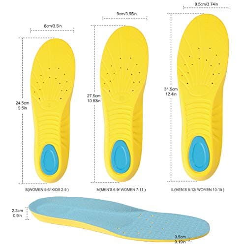 Shoes Inserts Memory Foam Insoles Shock Absorption Pain Relief Plantar Fasciitis Breathable PU Sports Foot Insoles for Men Women,1 Pair (L（Men's 8-12/ Women 10-15）) 5