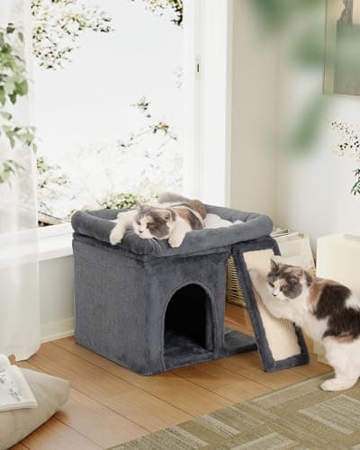 Aechonow Cat Tree for Large Cat, Cat Tower with Large Perch for Adult Cats, 20 * 16.5 Inch Big Platform for Indoor with Super Cozy Soft Mat, Large Condo with Nature Sisal Post, Gray 7