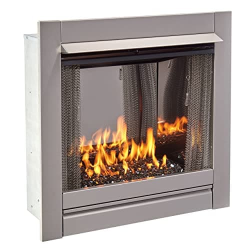 Duluth Forge Ventless Stainless Outdoor Gas Fireplace Insert with Reflective Black Glass Media - 24,000 BTU, Manual Control - Model# DF450SS-G-RBLK 2