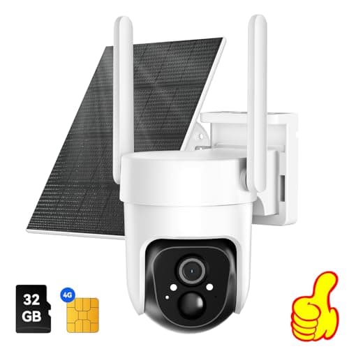 ANMESC 4G LTE Cellular Security Camera Includes SD&SIM Card, 2K Solar Outdoor Cam Wireless Without WiFi Needed,Live View, Color Night Vision, Motion&Siren Alert, Playback, Unable to Use WiFi