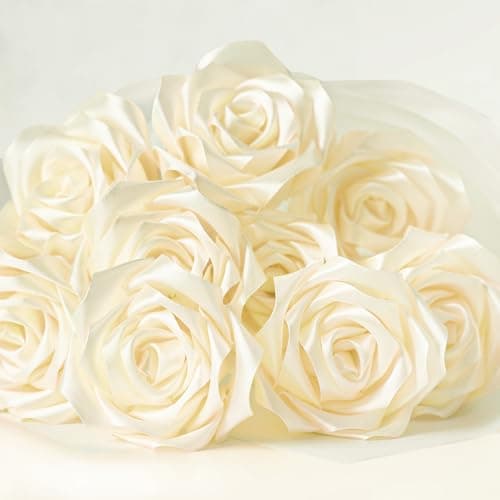 Mauproy 1-1/2 Inch Wide Ivory Satin Ribbon, 50 Yards Solid Polyester Fabric Ribbon for Roses Making, Mother's Day, Gift Wrapping, Flower Bouquets, Wedding Decorations, Handmade Crafts 6