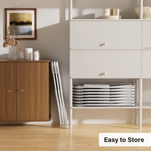 VINGLI White Plastic Folding Chairs, Set of 2, Heavy-Duty Commercial Seats with Steel Frame, 350 lb Capacity, for Indoor & Outdoor Events, Office, Wedding, Party & Dining (2, White, S) 5