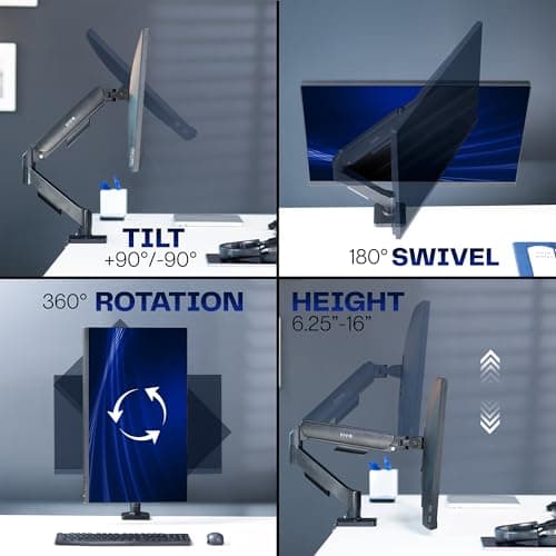 VIVO Single Monitor Stand, Fully Adjustable Arm for 17 to 32 inch Screen, Mechanical Articulating Desk Mount, Gaming and Office Setups, VESA 75x75, 100x100, Max 19.8 lbs, Classic, Black, STAND-V001O 8