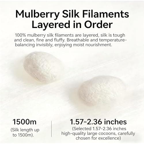 KING SILK 100% Mulberry Silk Filled Comforter for All Seasons with Natural Coolness White Colour Cloud-Like, Luxury, Ultra Soft, Breathable, Naturally Body-Hugging (1500g of Silk, 91"x87") 6