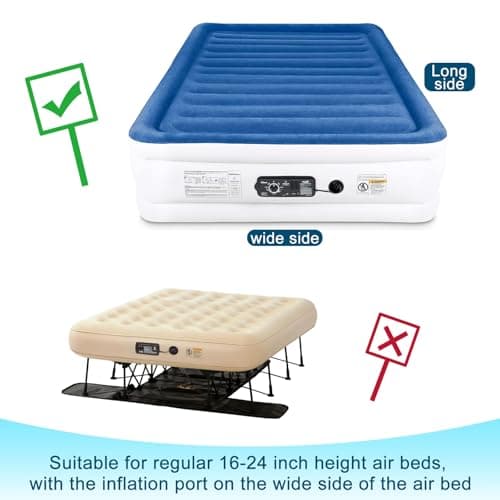 Full Air Bed Mattress Pad with 15-24 Inch Deep Pockets - Waterproof Protector for Warm Sleep & Cold Air Insulation,Perfect for Camping, Guest Bed, Pets & Overnight Visitors-White 5