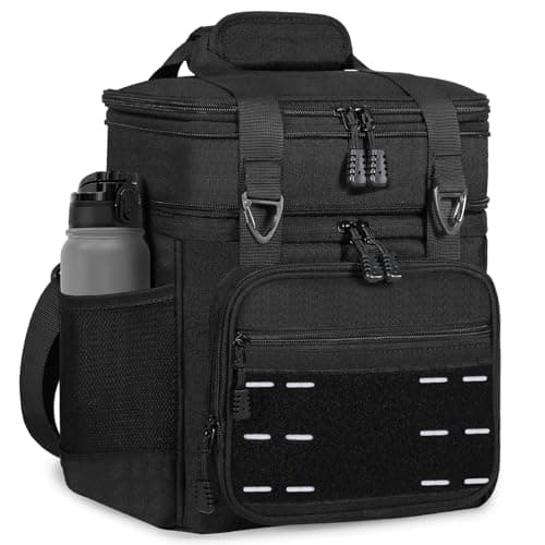 Lunch Box Cooler Bag - Tactical Insulated Lunchbox for Men - Large Soft Expandable Lunch Pail for Adults Work Outdoor Shifts Trips Black 16L