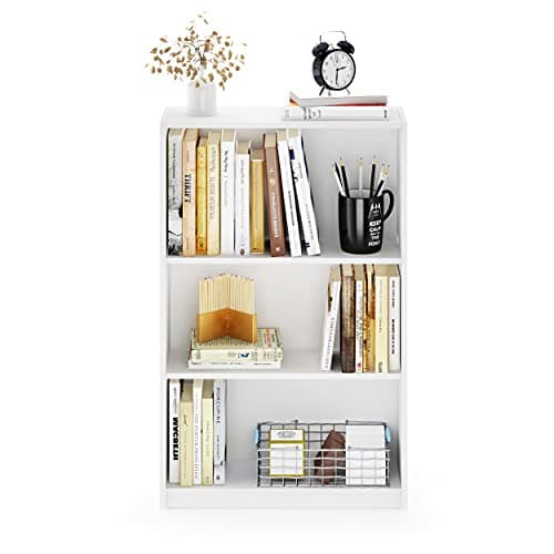 Furinno Jaya Book Shelf, 3-Tier Bookshelf, Bookcase with Adjustable Shelves, 9.5 x 24.5 x 40.3, for Living Room, Bedroom, Home Office, White 7