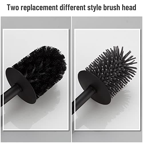 BVL Toilet Brush and Holder Black Toilet Bowl Brush for Ceaning with Stainless Steel Handle Wall Mounted 8