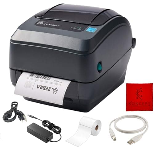 Koncept GX430T for Zebra Replacement - Thermal Transfer Label Printer - 1 Year Warranty - with 24V, USB 2.0 Cable & Microfiber Cleaning Cloth- Parallel Connectivity (Renewed)
