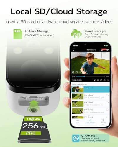 TIEJUS 2K Solar Security Cameras Wireless Outdoor, 2.4G/5G WiFi, Powered by Sun Rechargeable Battery Backup, Color Night Vision, PIR AI Motion Detection,2 Way Talk,IP66,Works with Alexa/Cloud/SD 7