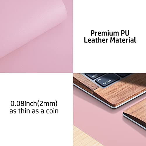 Aothia Leather Desk Pad Protector, Mouse Pad, Office Desk Mat, Non-Slip PU Leather Desk Blotter, Laptop Desk Pad, Waterproof Desk Writing Pad for Office and Home (23.6" x 13.7", Fairy Pink) 7