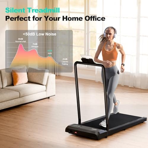 MoonFox Walking Pad Treadmill, 3 in 1 Under Desk Treadmill for Home Office w/2.5HP Motor/4.0MPH/45dB, Walking Pad w/Safety Handle/Remote/LED Display, Portable Treadmills Supports Up to 300lbs, Black 2