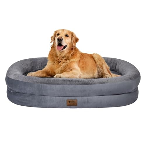 Orthopedic Waterproof Large Dog Bed: Memory Foam Washable Pet Bed with Bolsters - Removable Washable Cover for L XL XXL Large Sized Dog Bed - Non-Slip Bottom