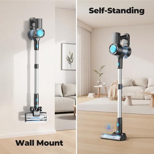 Hysinixs Cordless Vacuum Cleaner, Powerful Lightweight Stick Vacuum with Self-Standing, Anti-Tangle, 8-in-1 Rechargeable Vacuum Cleaners for Home, Hardwood Floors, Carpet, Pet Hair 9