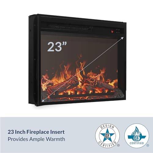 BELLEZE 31 Inch Mantel with Electric Fireplace, 1400W Heater with Remote Control and Realistic LED Flames, Mantel Cabinet for Living Room, Bedroom - Brown 6