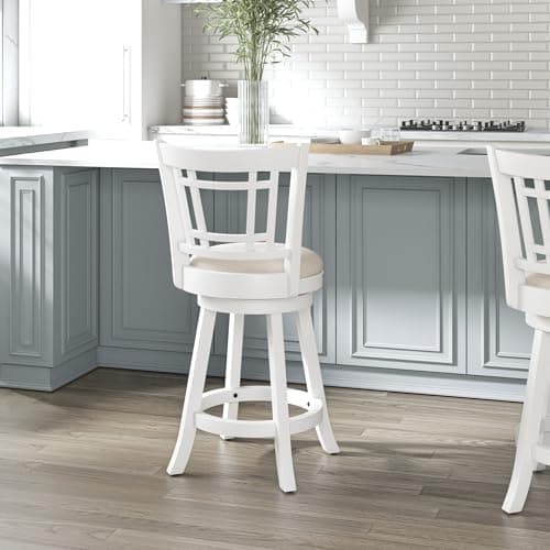 Hillsdale Fairfox 24.5" Wood Swivel Counter Height Stool, White 14