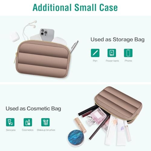 MOSISO Laptop Case 13.3 inch, 13-13.3 inch Puffy Laptop Sleeve Compatible with MacBook Air 13.6 M5 M4 M3 M2 M1/Neo/Pro 13/14, HP Dell ASUS Lenovo,Polyester Horizontal Bag with Small Case, Brown 8