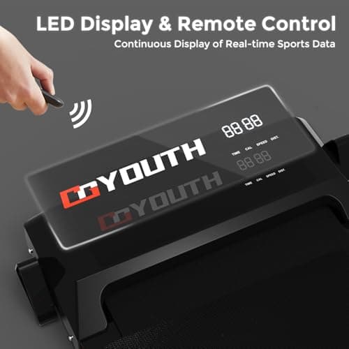 GOYOUTH Portable Walking Pad Treadmill for Home & Office - 3-Level Incline, Remote Control, 12 HIIT Programs, 265 lbs Capacity, LED Display, Installation-Free Compact Design 8
