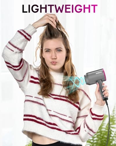 ANIEKIN Hair Dryer, 1875W Ionic Blow Dryer with Diffuser, Professional Portable Hair Dryers & Accessories for Women Curly Hair, Light Grey 6