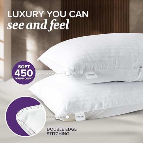 Beckham Hotel Collection Bed Pillows Queen/Standard Size Set of 2 - Down Pillow for Sleeping - Back, Stomach or Side Sleepers 6